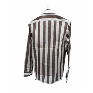 未使用品 FEFE 綿シャツ 長袖ブラウンストライプ メンズ