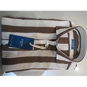 未使用品 FEFE 綿シャツ 長袖ブラウンストライプ メンズ