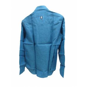 未使用品 FEFE 麻シャツ 長袖ブルー メンズ