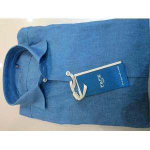 未使用品 FEFE 麻シャツ 長袖ブルー メンズ