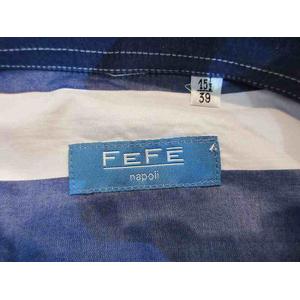 未使用品 FEFE 綿シャツ 長袖ブルーストライプ メンズ