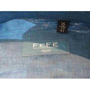 未使用品 FEFE 麻シャツ 長袖ブルーメンズ