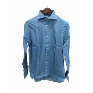 未使用品 FEFE 綿シャツ 長袖ブルー メンズ