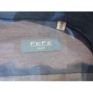 未使用品 FEFE 綿シャツ 長袖ブルー メンズ