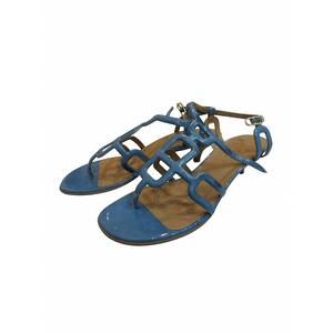 エルメス HERMES サンダル エナメル シェーヌ・ダンクル ブルー 36.5 レディース